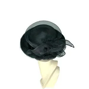 Accessories | 193s Black Straw Tilt Hat With Horse Hair Bow  display picture 1